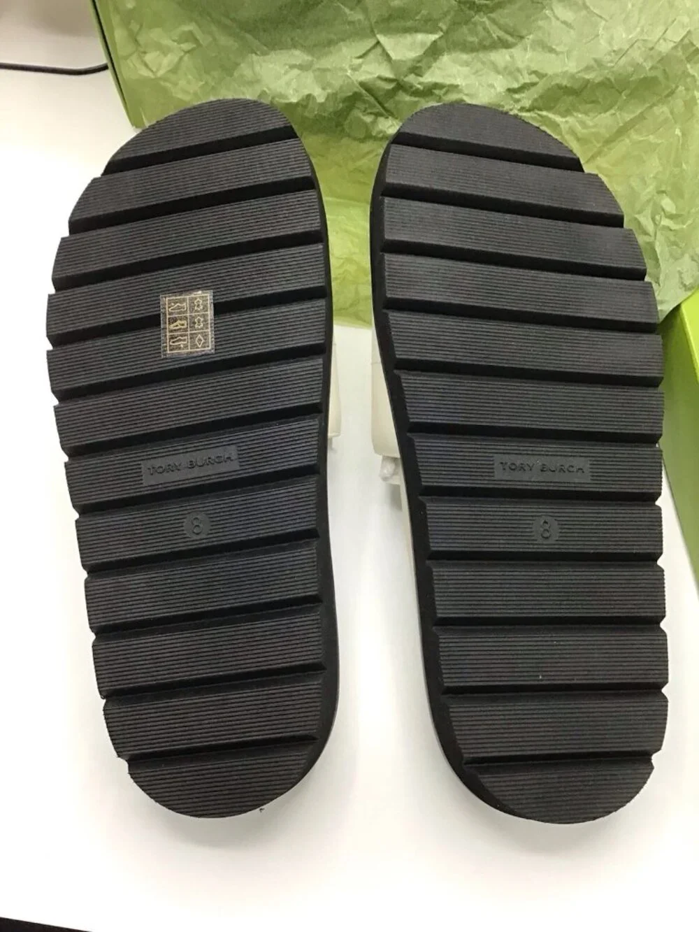 Tory Burch Everly Anatomic Lug Sandals, New Ivory / Perfect  Size 8